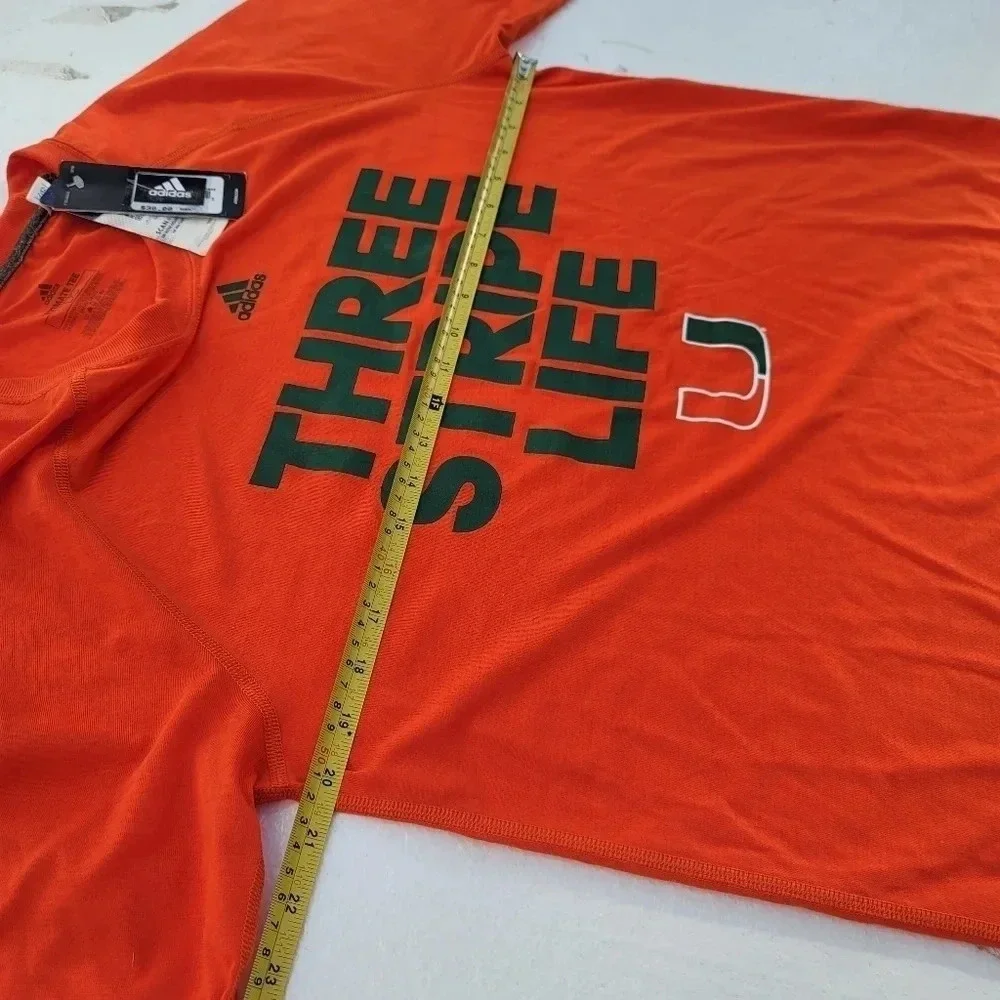 NWT Adidas The Go-To Tee University Miami Mens L Orange Short Sleeve College M